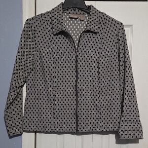 Chico's Black and White Geometric Jacket With Pockets Chico Size 2